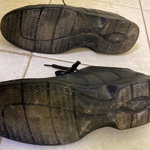 CLARKS soft cushion ortholite black lace up dress casual work shoes 12 leather - Picture 4 of 4